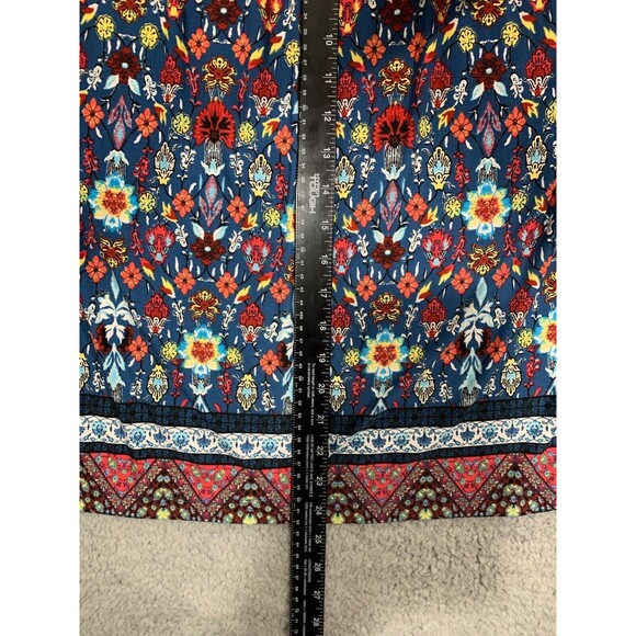Women's Small (S) Fever Cold Shoulder Colorful Floral Blue Orange Red Blouse Top - Picture 12 of 16